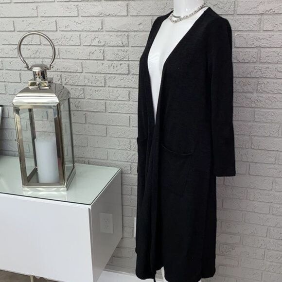 LuLaRoe Sarah Women Black Long Sleeve Open Front Duster Size S - Picture 7 of 10
